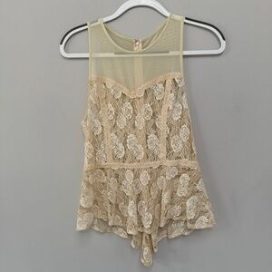 Lace Yolk Sweetheart Neck Top